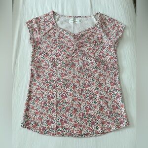 Abercrombie Kids Pink Floral V-Neck Top